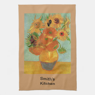 Vase met twaalf zonnebloemen, Vincent van Gogh Theedoek