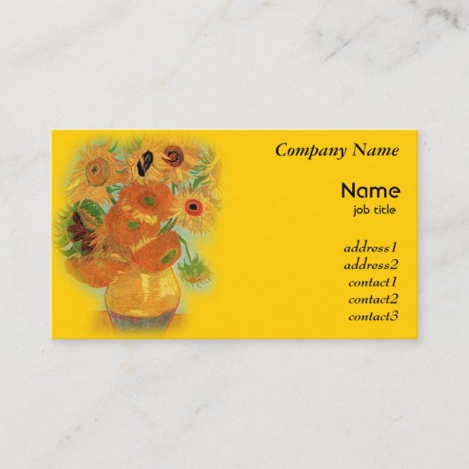 Vase met twaalf zonnebloemen, Vincent van Gogh Visitekaartje (Voorkant)