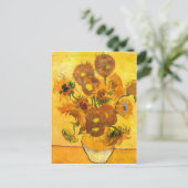 Vase met vijftien zonnebloemen door Vincent van Go Briefkaart (Staand voorkant)