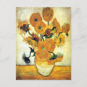 Vase met vijftien zonnebloemen door Vincent van Go Briefkaart