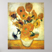 Vase met vijftien zonnebloemen door Vincent van Go Poster (Voorkant)