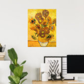 Vase met vijftien zonnebloemen door Vincent van Go Poster (Thuiskantoor)