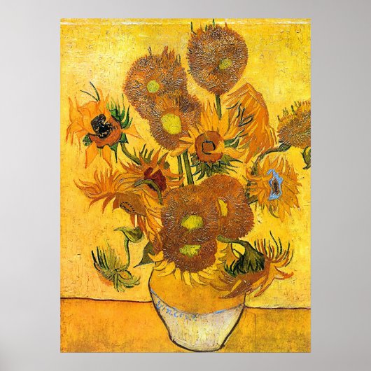 Vase met vijftien zonnebloemen door Vincent van Go Poster (Voorkant)