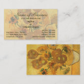 Vase met vijftien zonnebloemen door Vincent van Go Visitekaartje (Voorkant / Achterkant)