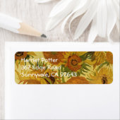 Vase met vijftien zonnebloemen, Van Gogh Fine Art Etiket (Insitu)