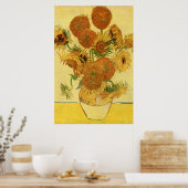 Vase met vijftien zonnebloemen, Van Gogh Fine Art Poster (Keuken)