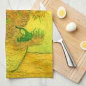 Vase met vijftien zonnebloemen Van Gogh Fine Art Theedoek (Quarter Fold)