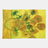 Vase met vijftien zonnebloemen Van Gogh Fine Art Theedoek (Horizontaal)