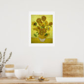 Vase met vijftien zonnebloemen van Van Gogh Poster (Keuken)