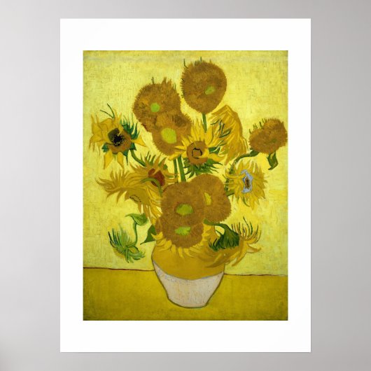 Vase met vijftien zonnebloemen van Van Gogh Poster (Voorkant)
