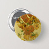 Vase met vijftien zonnebloemen van Van Gogh Ronde Button 5,7 Cm (Voorkant /achterkant)