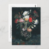 Vase met witte en rode anjers, Van Gogh, 1886 Briefkaart (Voorkant / Achterkant)