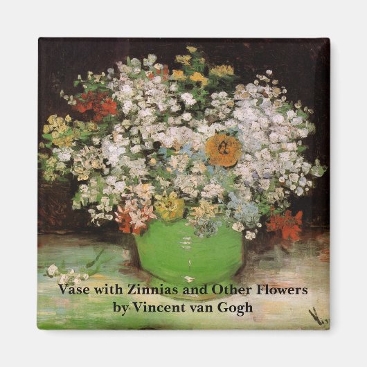 Vase met Zinnia Flowers door Vincent van Gogh Magneet (Voorkant)