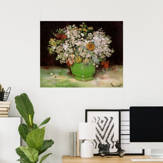 Vase met Zinnia Flowers door Vincent van Gogh Poster (Thuiskantoor)