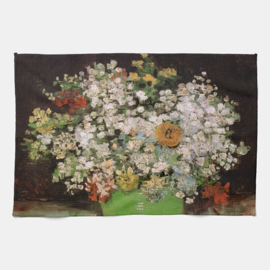 Vase met Zinnia Flowers door Vincent van Gogh Theedoek (Horizontaal)