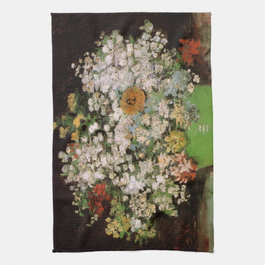 Vase met Zinnia Flowers door Vincent van Gogh Theedoek (Verticaal)