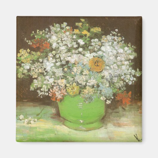 Vase met Zinnias en Flowers door Vincent van Gogh Magneet (Voorkant)