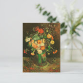 Vase met Zinnias en Geraniums Van Gogh Fine Art Briefkaart (Staand voorkant)