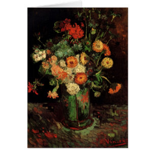 Vase met Zinnias en Geraniums, Vincent van Gogh