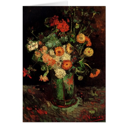 Vase met Zinnias en Geraniums, Vincent van Gogh (Voorkant)