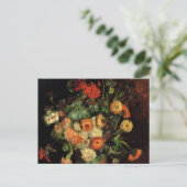 Vase met Zinnias en Geraniums, Vincent van Gogh Briefkaart (Staand voorkant)