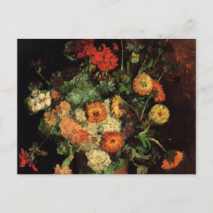 Vase met Zinnias en Geraniums, Vincent van Gogh Briefkaart
