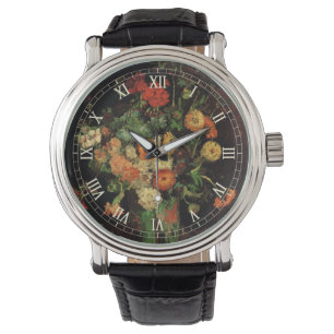 Vase met Zinnias en Geraniums, Vincent van Gogh Horloge