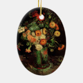 Vase met Zinnias en Geraniums, Vincent van Gogh Keramisch Ornament (Achterkant)