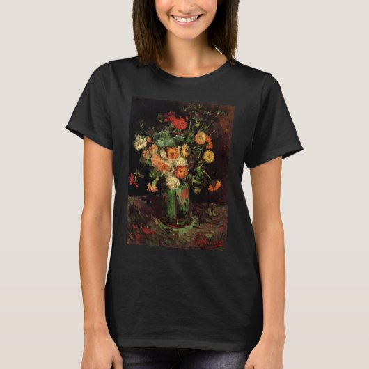 Vase met Zinnias en Geraniums, Vincent van Gogh T-shirt (Voorkant)