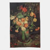 Vase met Zinnias en Geraniums, Vincent van Gogh Theedoek (Verticaal)