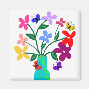 Vase n Flowers magnets Magneet