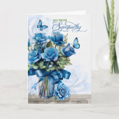 Vase of Blue Roses with Butterflies Sympathy Kaart (Voorkant)