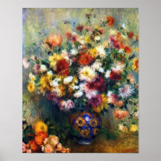 Vase of Chrysanthemums Fine Art by Renoir Poster