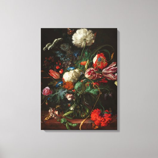 Vase of Flowers, 1660 door Jan Davidsz de Heem Canvas Afdruk (Voorkant)