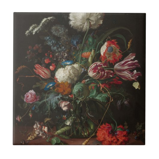 Vase of Flowers - Jan Davidsz. de Heem Tegeltje (Voorkant)