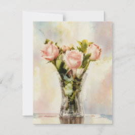 Vase of Roses Art Note Card Set Notitiekaartje