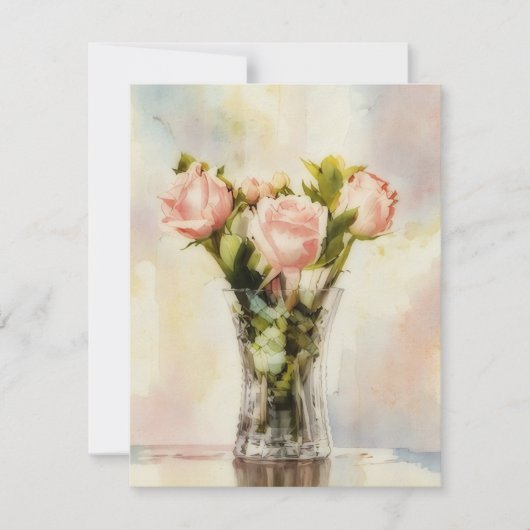Vase of Roses Art Note Card Set Notitiekaartje (Voorkant)