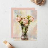 Vase of Roses Art Note Card Set Notitiekaartje (Voorkant / Achterkant in situ)