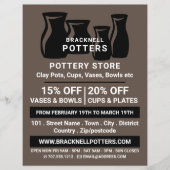 Vase Silhouettes, Pottery Store, Potters Advert Flyer (Voorkant)
