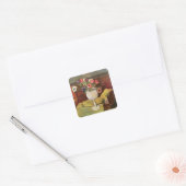 Vase van Bloemen, Anemonen in een wit glas Vierkante Sticker (Envelop)