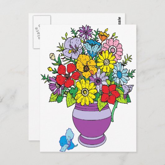 Vase van bloemen briefkaart (Voorkant / Achterkant)
