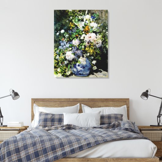 Vase van bloemen canvas afdruk (Insitu (Slaapkamer))
