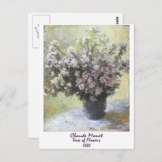 Vase van bloemen door Claude Monet Briefkaart (Voorkant / Achterkant)