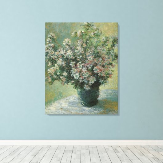 Vase van bloemen door Claude Monet Canvas Afdruk (Insitu (Houten vloer))