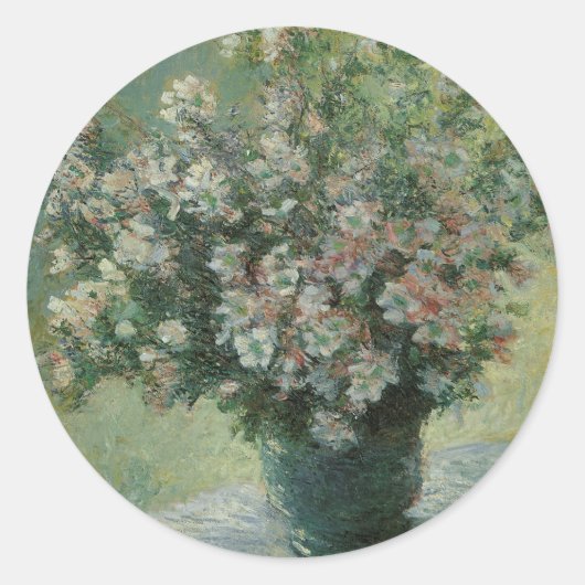 Vase van bloemen door Claude Monet Ronde Sticker (Voorkant)