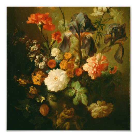 Vase van bloemen door Jan van Huysum Foto Afdruk (Voorkant)