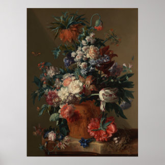 Vase van bloemen door Jan van Huysum Poster