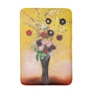 Vase van bloemen door Odilon Redon Badmat