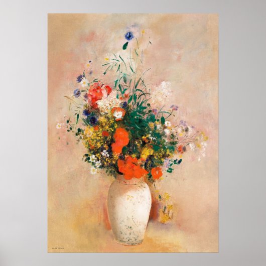 Vase van bloemen door Odilon Redon Poster (Voorkant)