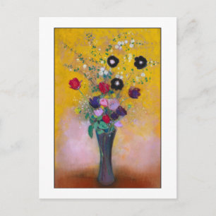 Vase van Bloemen door Redon Briefkaart